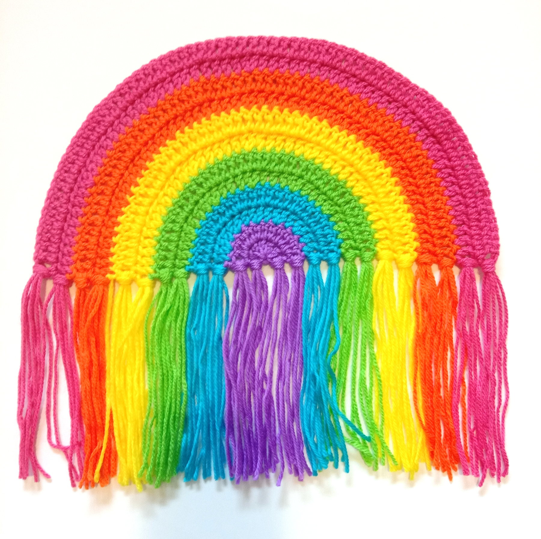 Fringed Rainbow Wall Hanging Pattern Crochet by Carms