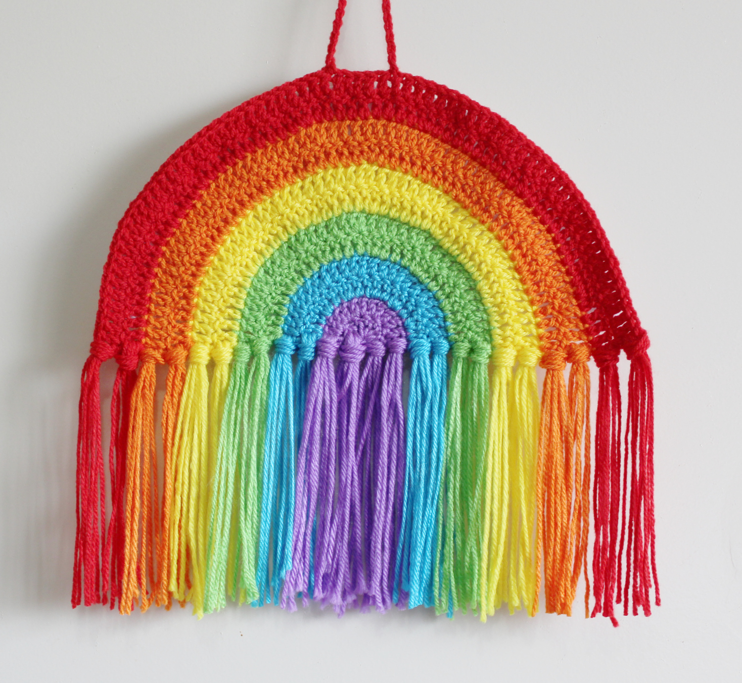 Fringed Rainbow Wall Hanging Pattern Crochet by Carms